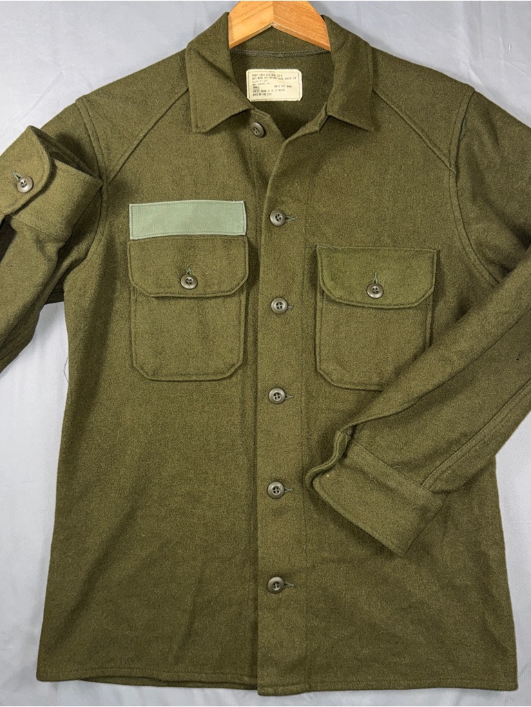 Vintage Dale Fashions Shirt Mens Small Olive Wool Cold Weather Field Military